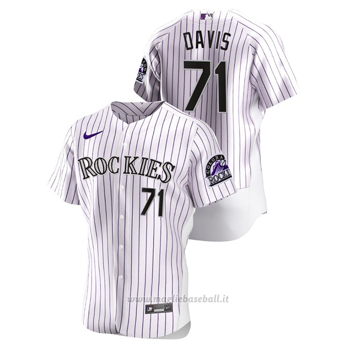 Maglia Baseball Uomo Colorado Rockies Wade Davis Autentico Bianco